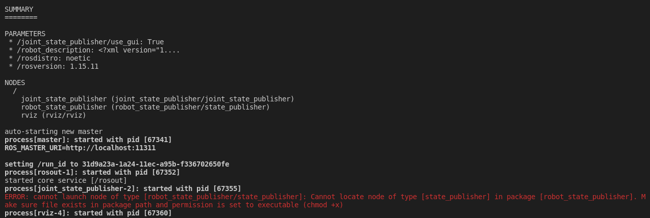 Como solucionar: ERROR: cannot launch node of type [robot_state_publisher/state_publisher]: