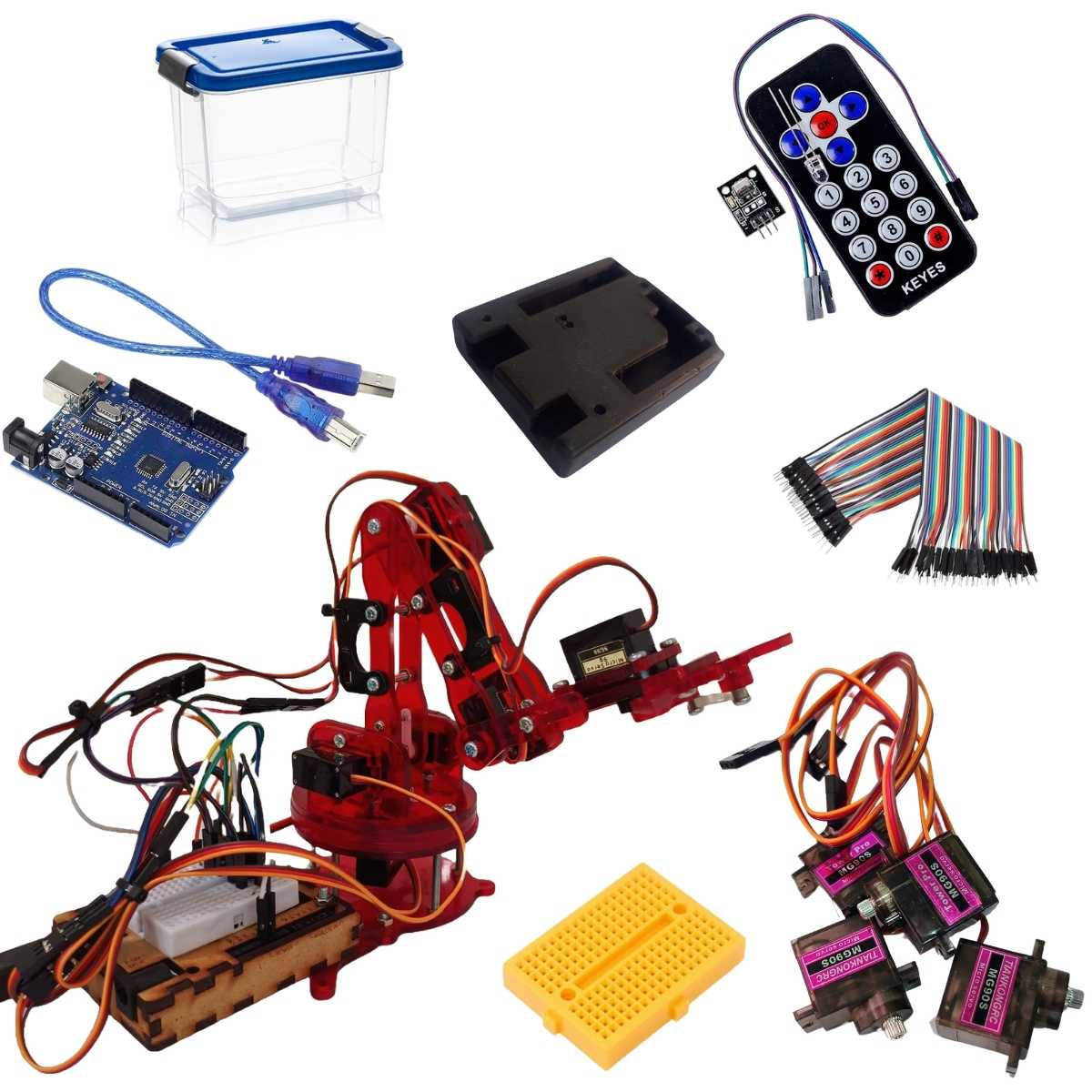 Brazo Robotico Kimo Kit Control Remoto + Arduino Uno – Rojo