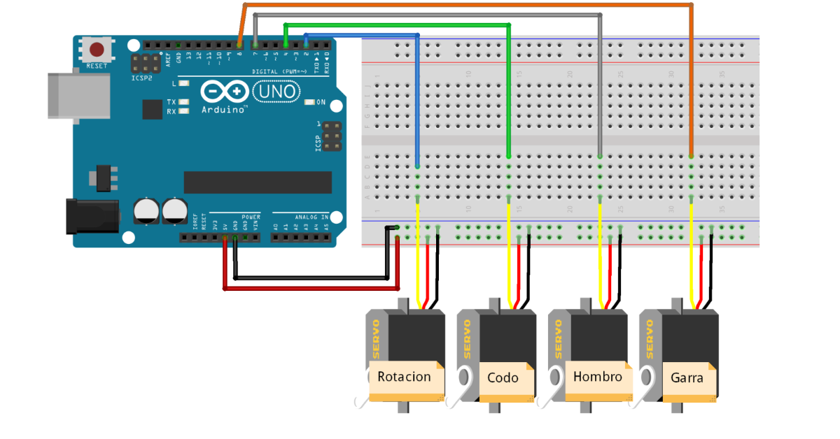 Control Brazo Robótico de 4 Servomotores con Computadora