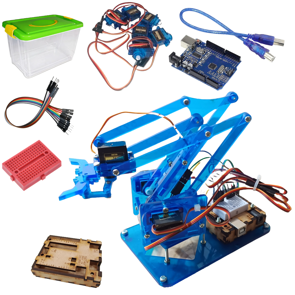 Brazo Robotico Mearm Kit Control Pc + Arduino Edicion Azul