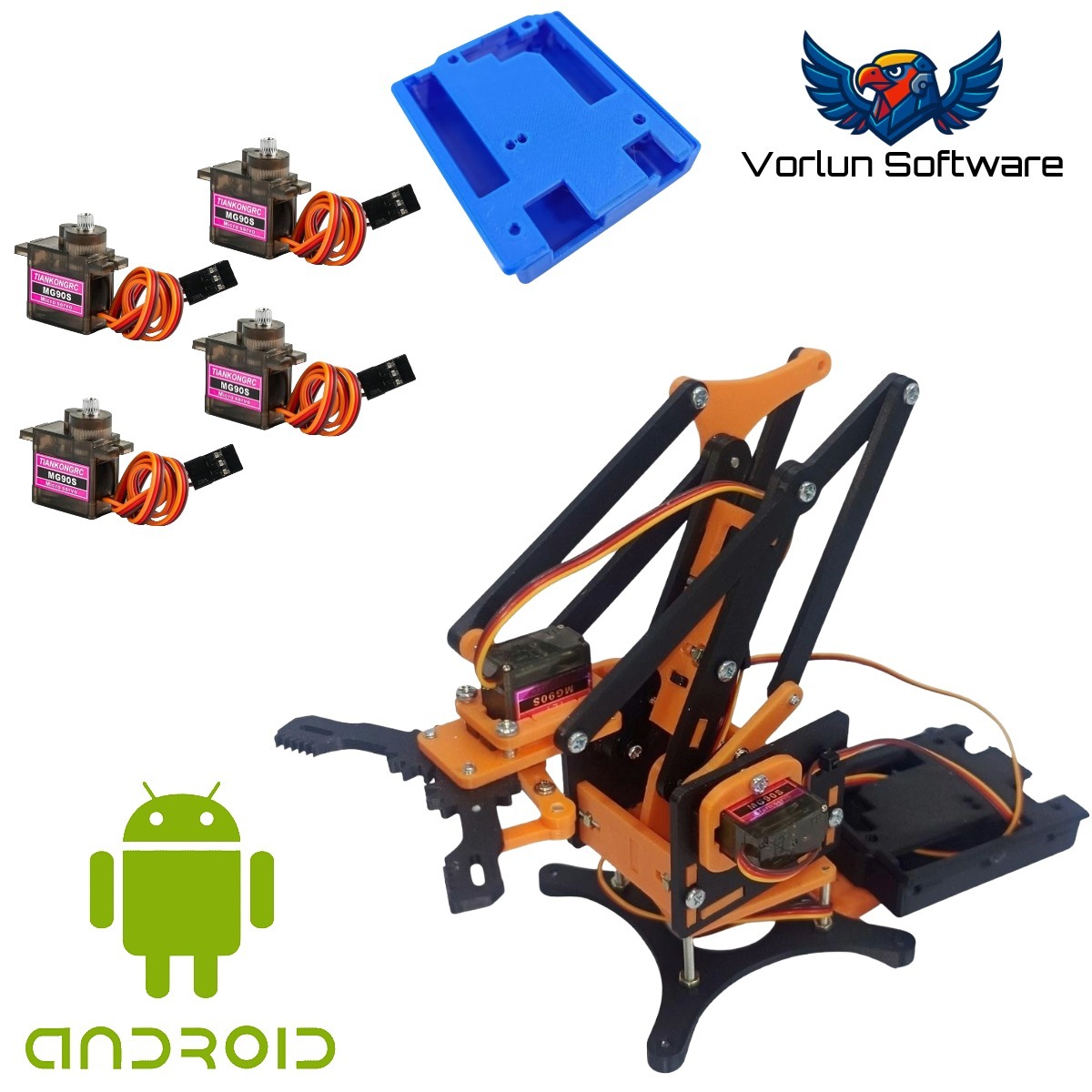 Brazo Robotico MeArm con Servomotores – Naranja