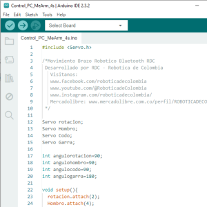 Codigo Control por Computadora para Brazo Robotico de 4 Servomotores
