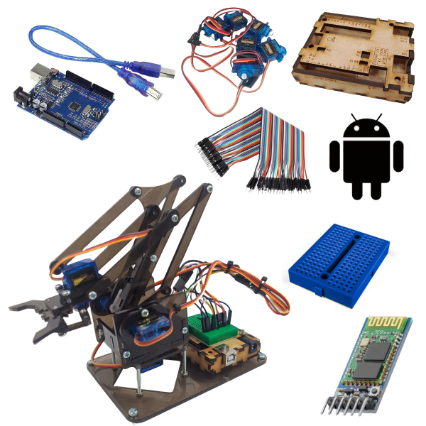 Brazo Robotico Mearm Negro Kit Control Bluetooth+ Arduino Uno
