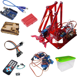 Brazo Robotico Mearm Rojo Kit Control Remoto + Arduino Uno