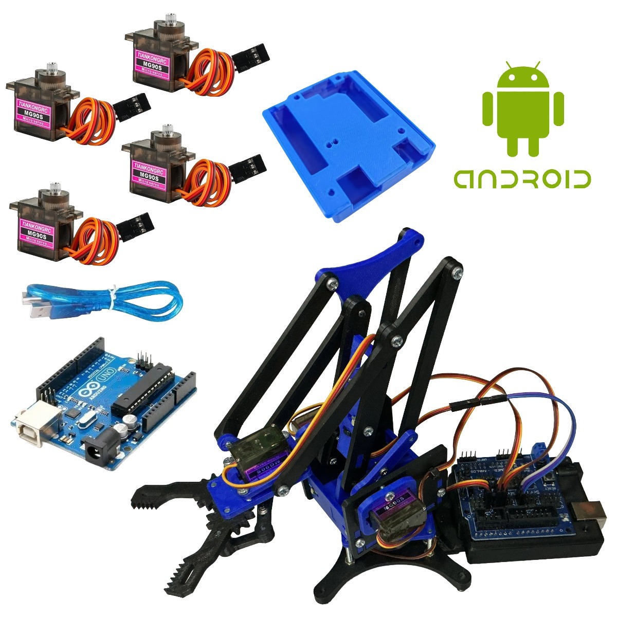 Brazo Robotico Mearm Kit Control Pc + Arduino Edicion Azul