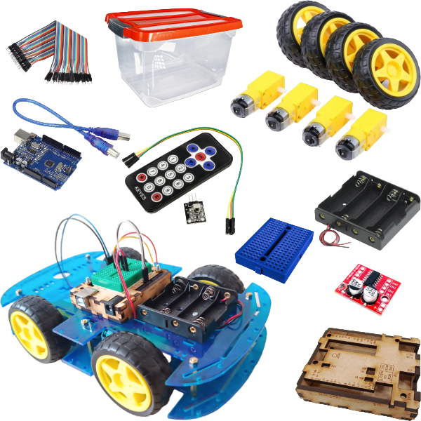Kit Carro Robotico Turbobot Azul + Mando Distancia Arduino Uno