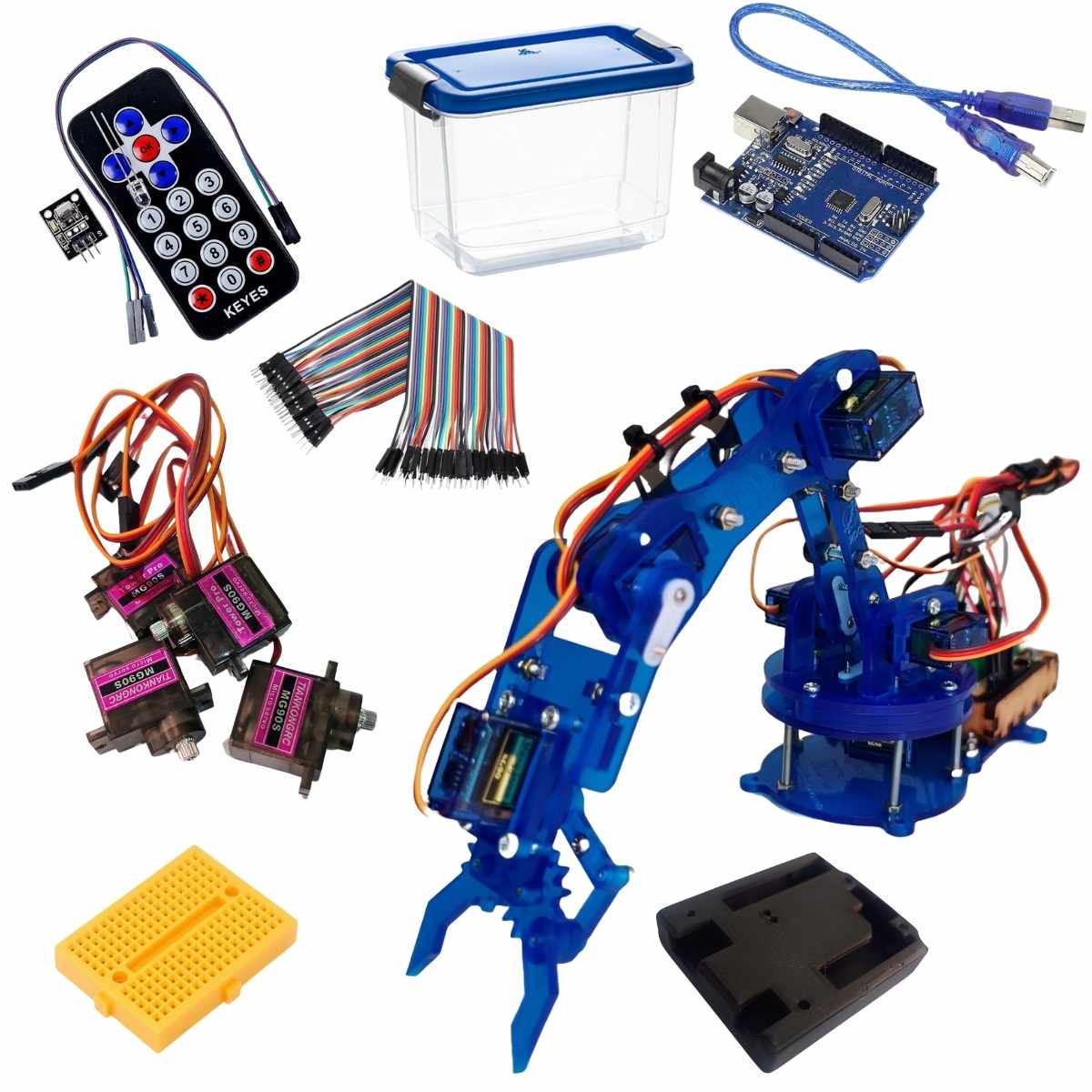 Brazo Robotico Kimo Kit Control Remoto + Arduino Uno – Azul