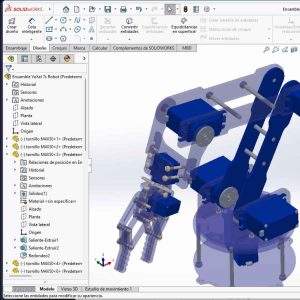 Diseño 3D Brazo Robotico VeXel  7 Servos - Solidworks
