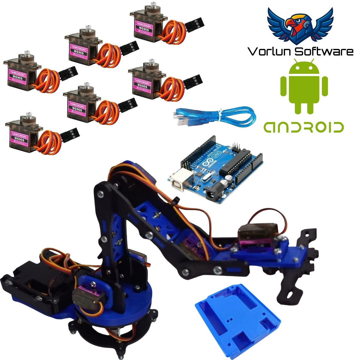 Brazo Robotico Kimo Kit Control Pc + Arduino – Edición Azul